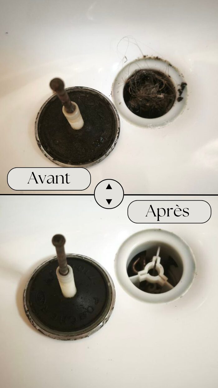 Déboucheur canalisations Chogan, avant/après