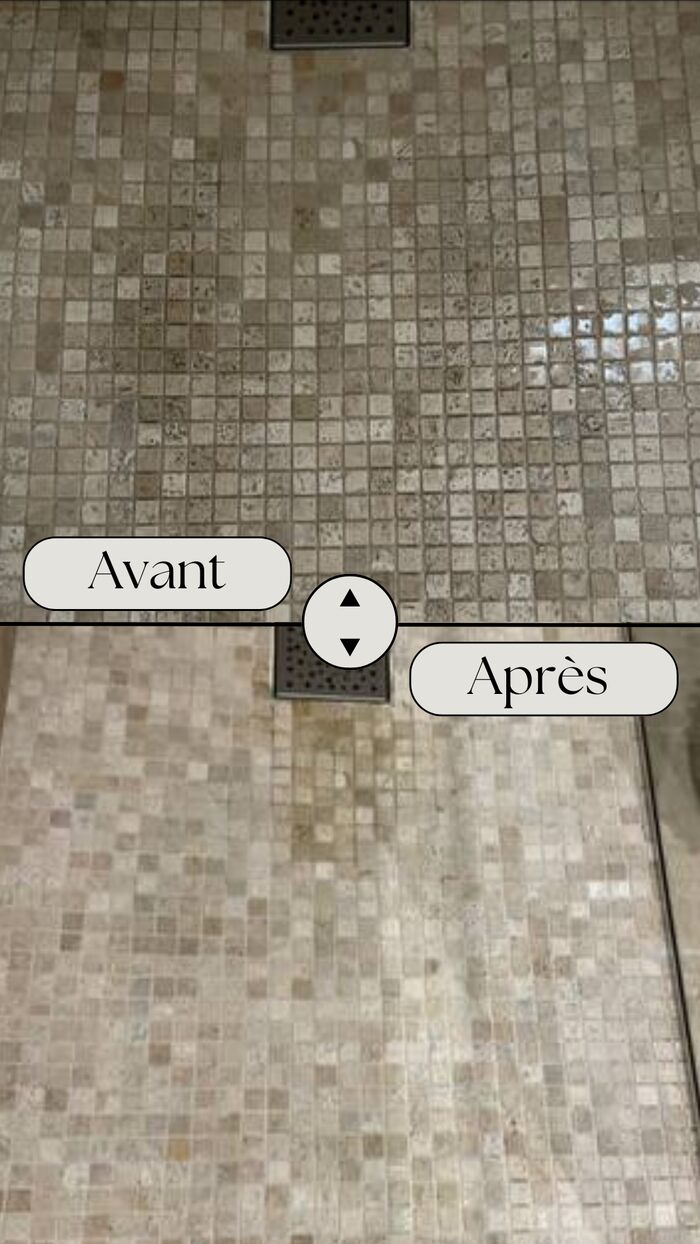 Nettoyant sols Chogan, avant/après