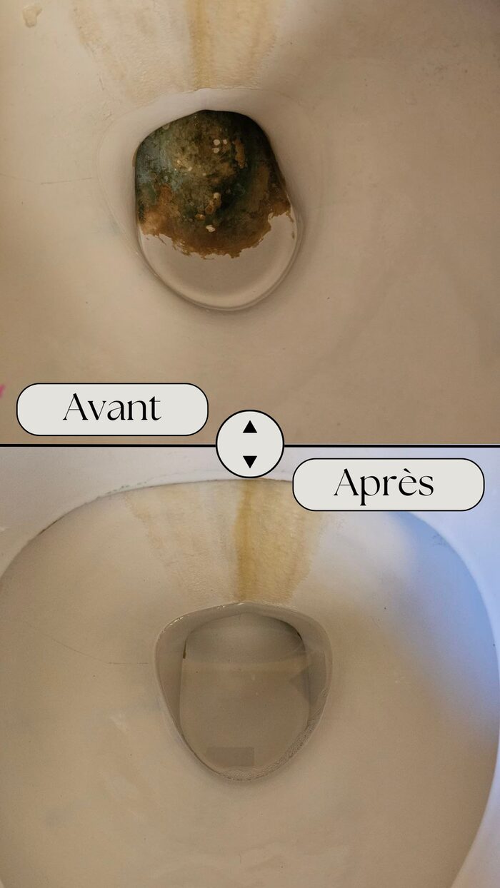 Détartrant WC et sanitaires Chogan, avant/après